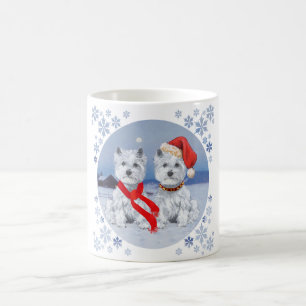 Caneca De Café Westies Gêmeos numa Noite Invernal