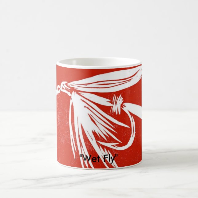 Caneca De Café Wet Fly on red Clássico Trout Fly Mug (Centro)