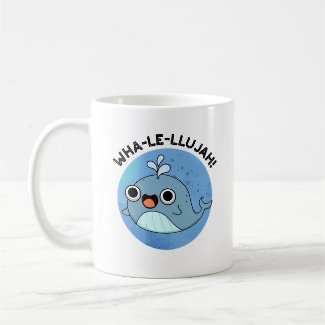 Caneca De Café Wha-le-llujah Funny Blue Whale Pun (Esquerda)