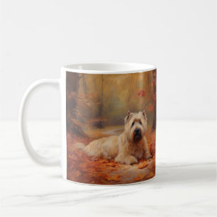 Caneca De Café Wheaten Terrier no Outono Folhas Caídas Inspiram