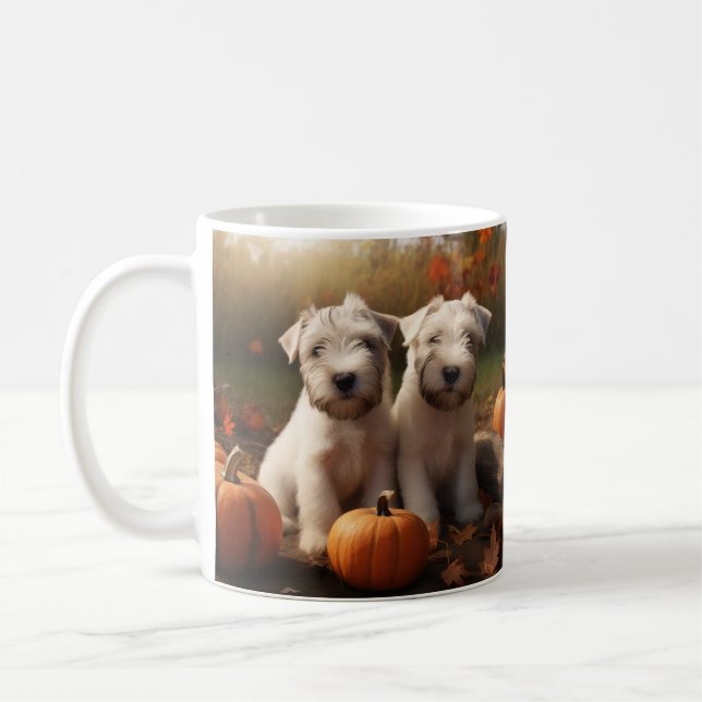 Caneca De Café Wheaten Terrier Puppy Autumn Delight Pumpkin (Esquerda)