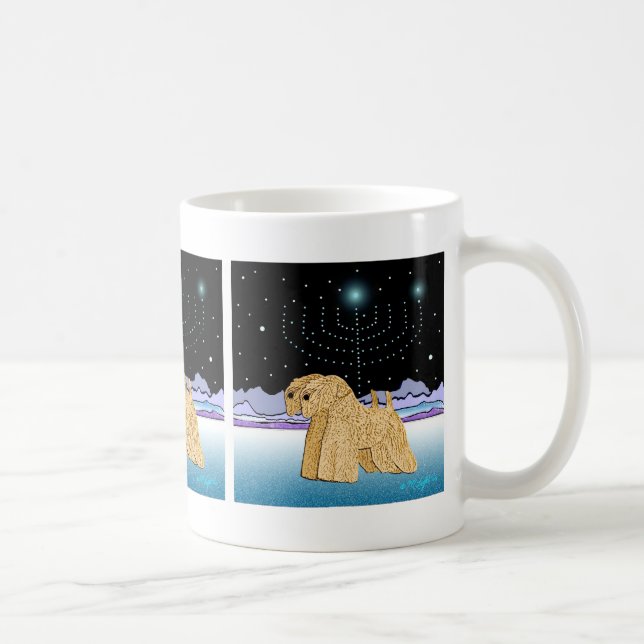 Caneca De Café "Wheaten Terriers em Chanukah" (Direita)