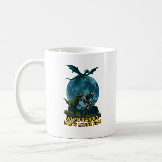 Caneca De Café When Cardio Meets Extinction | Funny Dinosaur (Esquerda)