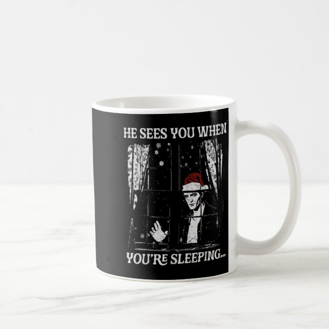 Caneca De Café When You're Sleeng Christmas Santa He Sees You  (Direita)