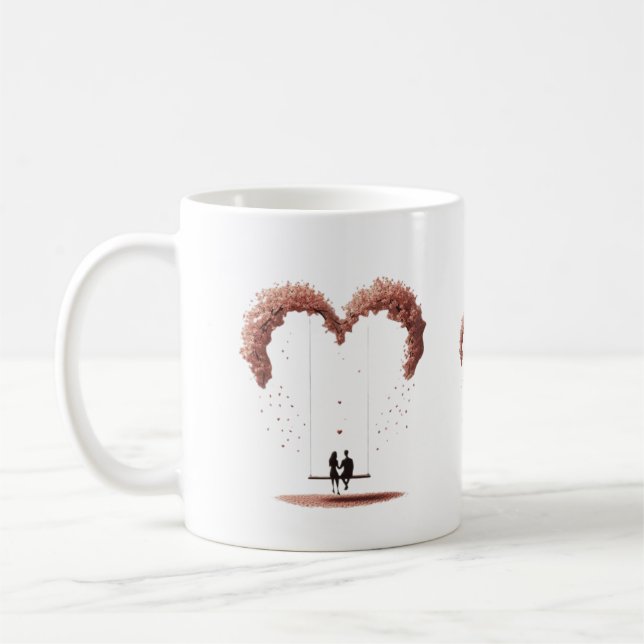 Caneca De Café Where Love Gently Falls Petals Between Two Hearts  (Esquerda)