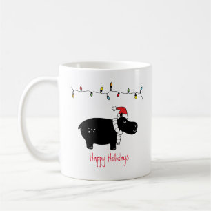 Caneca De Café Whimsic Christmas Hippo