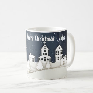 Caneca De Café Whimsic Magical Snow Xmas Chic Blue