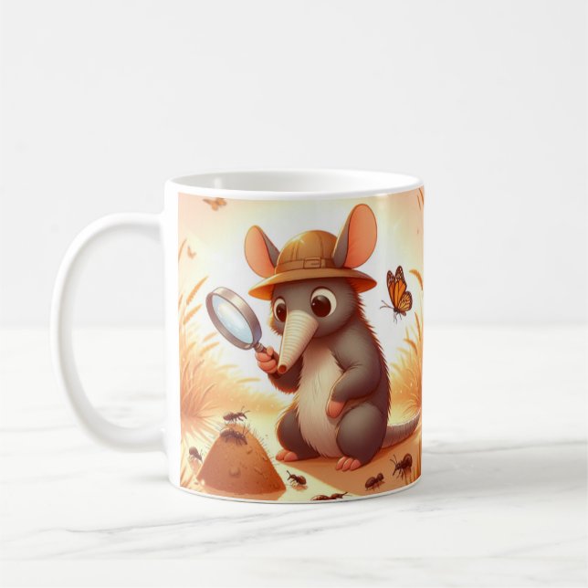 Caneca De Café Whimsical Aardvark Mug para Amantes de os animais (Esquerda)