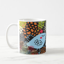 Caneca De Café “Whimsical Bird in a Floral Wonderland