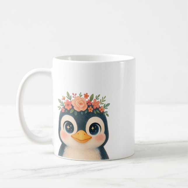 Caneca De Café Whimsical Bloom Penguin (Esquerda)