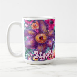 Caneca De Café Whimsical Floral Abstract Art Teal Personalized 