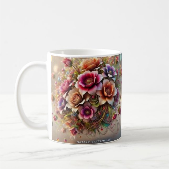 Caneca De Café Whimsical Floral Dream por Nataly Gattamelati (Esquerda)