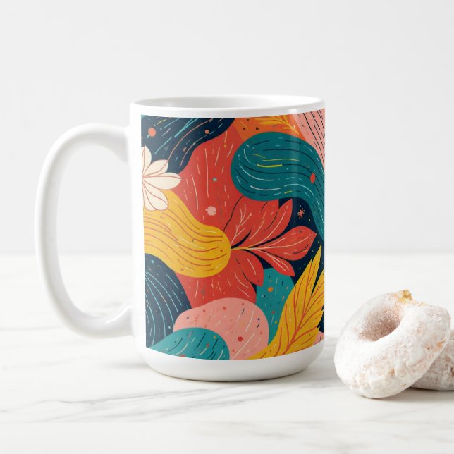 Caneca De Café Whimsical Floral Flow Mug (Com Donut)