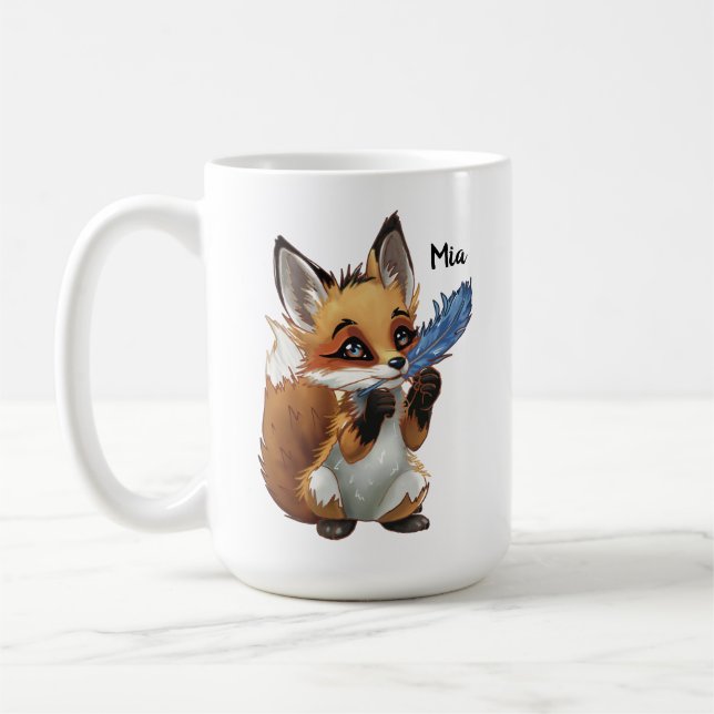 Caneca De Café Whimsical Fox with a Feather (Esquerda)