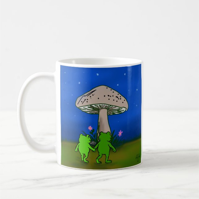 Caneca De Café Whimsical Frog Journey Storybook Woodland Art Mug (Esquerda)
