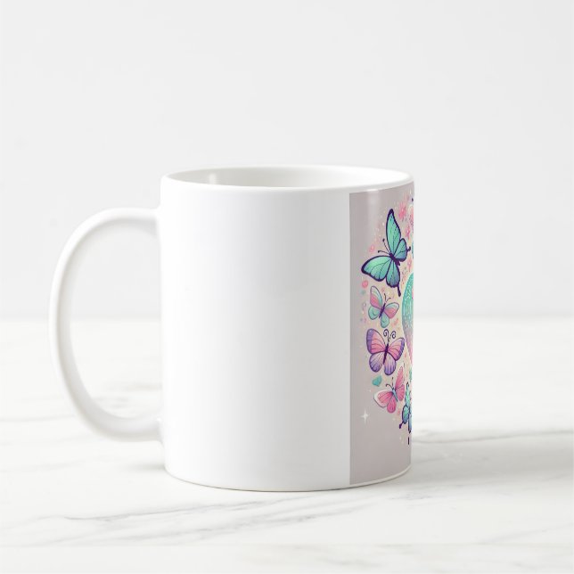 Caneca De Café "Whimsical Heart & Butterfly Mug" (Esquerda)