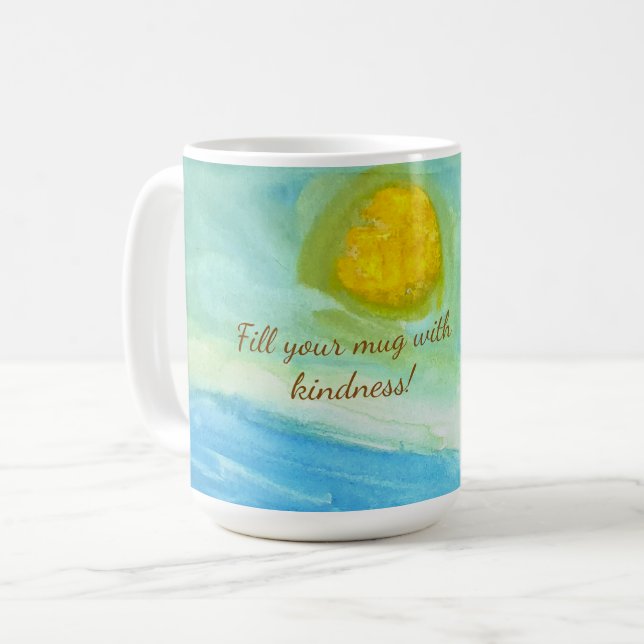 Caneca De Café Whimsical Naive Art Sun Landscape (Frente Esquerda)