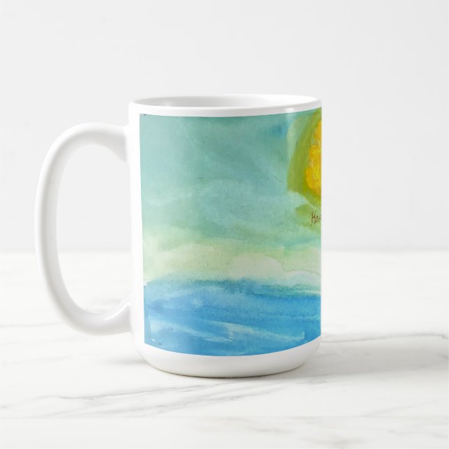 Caneca De Café Whimsical Naive Art Sun Landscape (Esquerda)