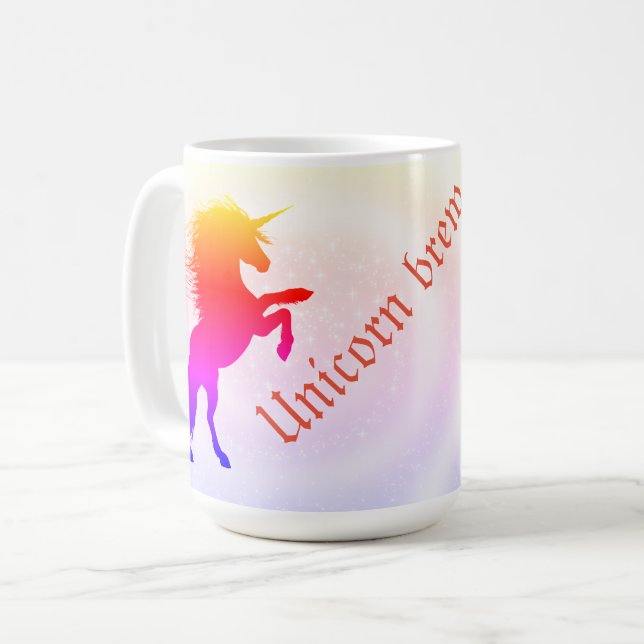 Caneca De Café Whimsical Pastel Rainbow Unicorn (Frente Esquerda)