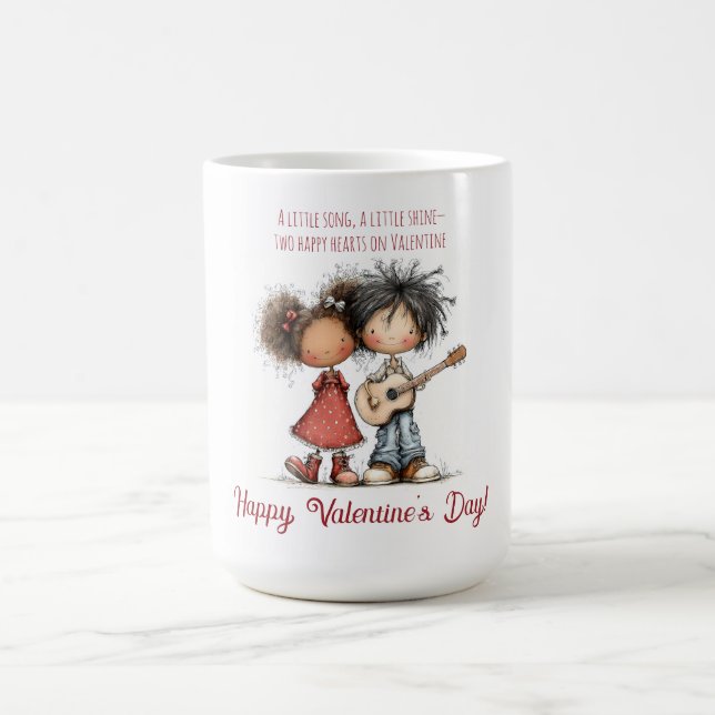 Caneca De Café Whimsical Valentine Kids Illustration  (Centro)