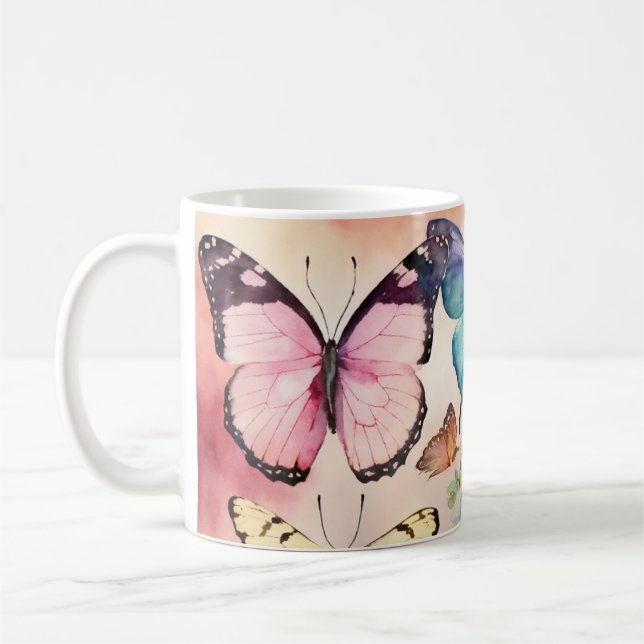 Caneca De Café "Whimsical Wings: Design de Café de Borboleta" (Esquerda)