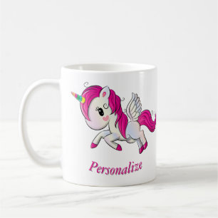 Caneca De Café Whimsicle Voando Unicorn Pegasus Rainbow Horn