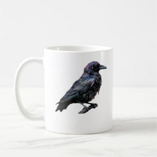 Caneca De Café Whimsigoth Moody Floral Grungy Corvus, Raven, Crow