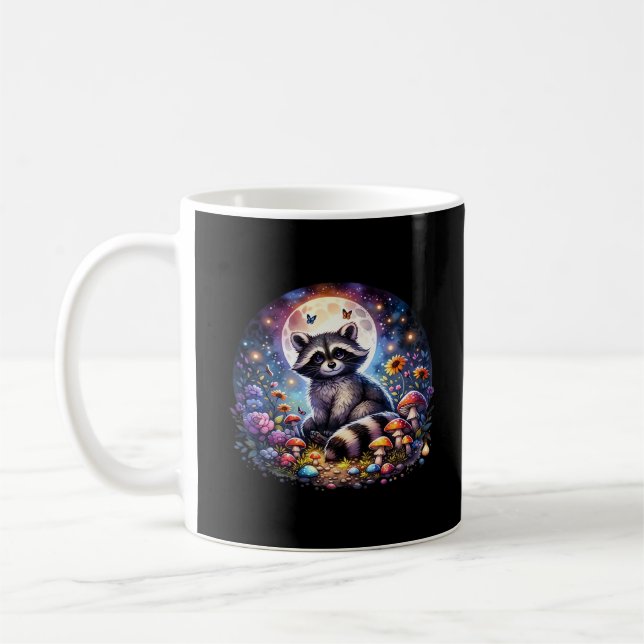 Caneca De Café Whimsigoth Raccoon Por Luz Da Lua, Ventilador Colo (Esquerda)