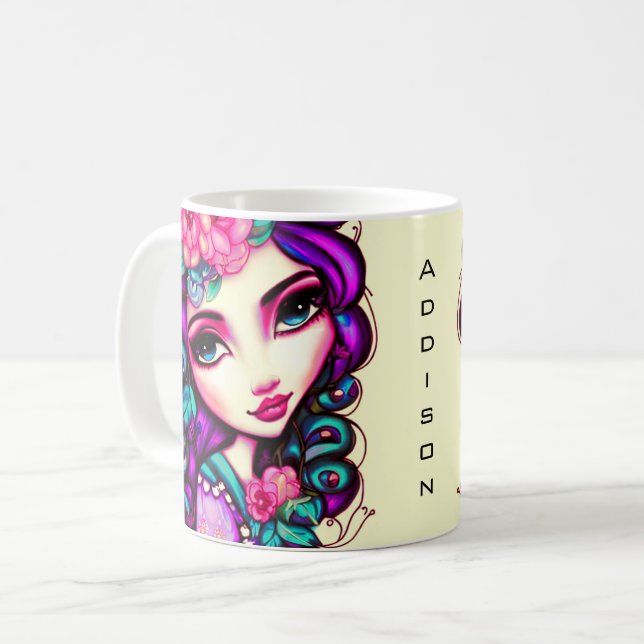 Caneca De Café Whimsist Girl Artística Coffee Mug (Frente Esquerda)