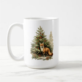 Caneca De Café Whimsy festiva: árvore de Natal e Raposa