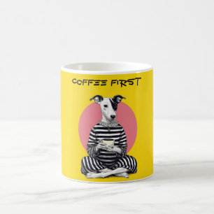 Caneca De Café Whippet Coffee Time – Cachorro Antigo Excêntrico