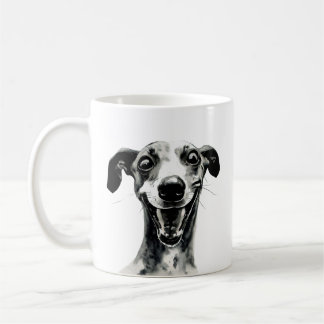 Caneca De Café Whippet preto-branco | Greyhound Cute