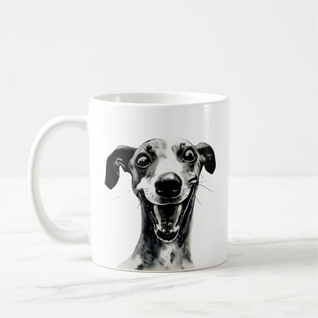 Caneca De Café Whippet preto-branco | Greyhound Cute (Esquerda)