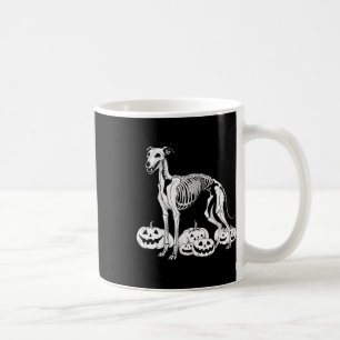 Caneca De Café Whippet Skeleton Aniversário Cachorro de Halloween