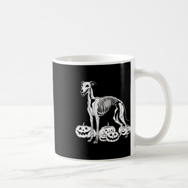 Caneca De Café Whippet Skeleton Aniversário Cachorro de Halloween (Direita)