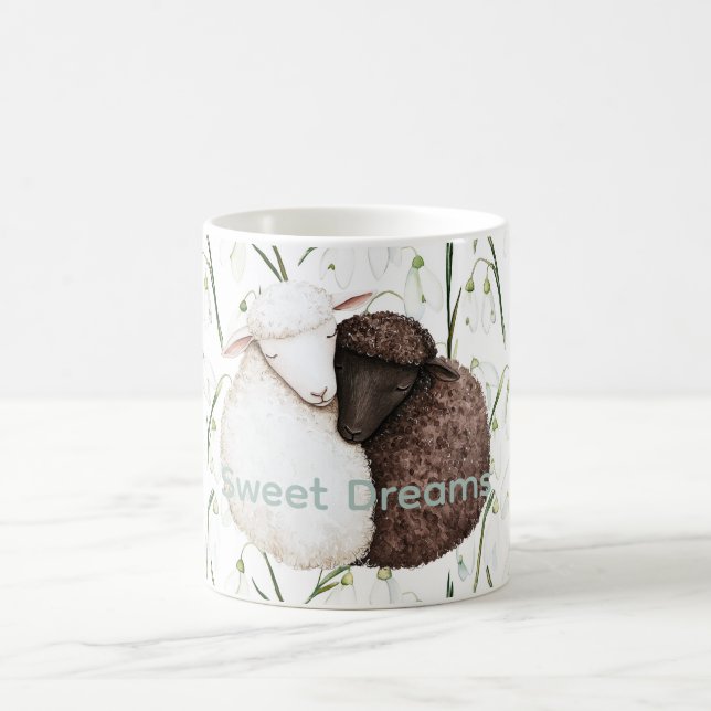 Caneca De Café White Brown Sheep Flowers  (Centro)