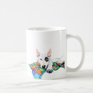 Caneca De Café White Bullterrier em Folheto de Pedra - Arte