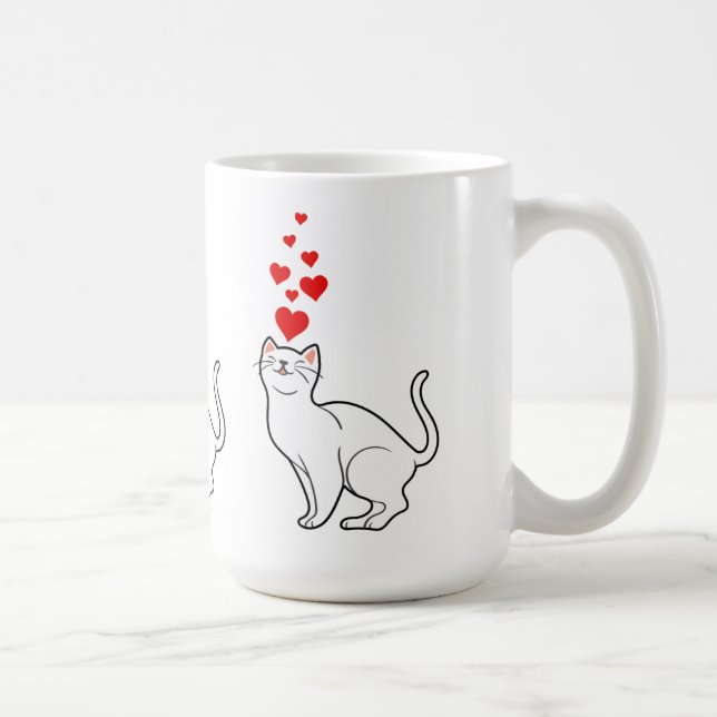 Caneca De Café white cat et heart for cat lovers (Direita)