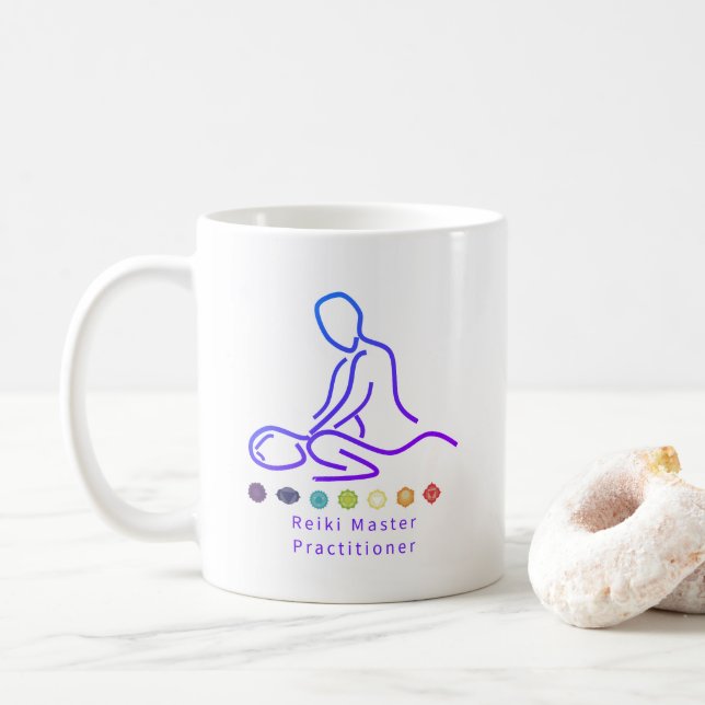 Caneca De Café White de Outline do Mestre Reiki (Com Donut)