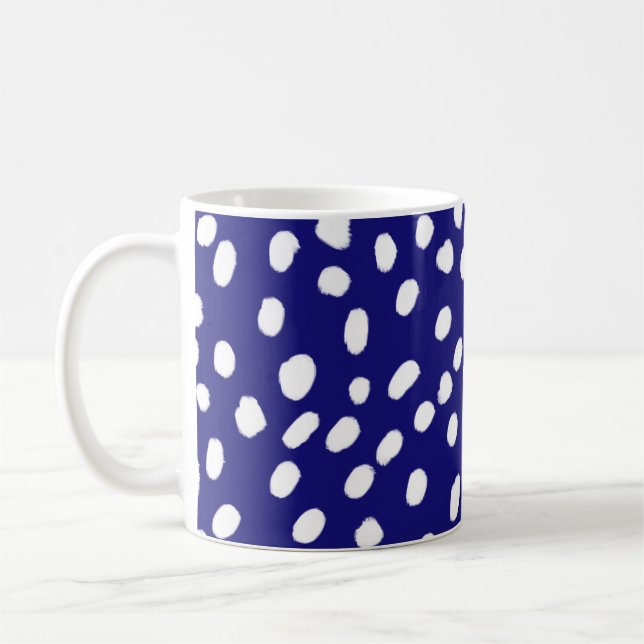 Caneca De Café White Dots Dark Blue (Esquerda)