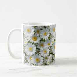 Caneca De Café White Elegant Daisies