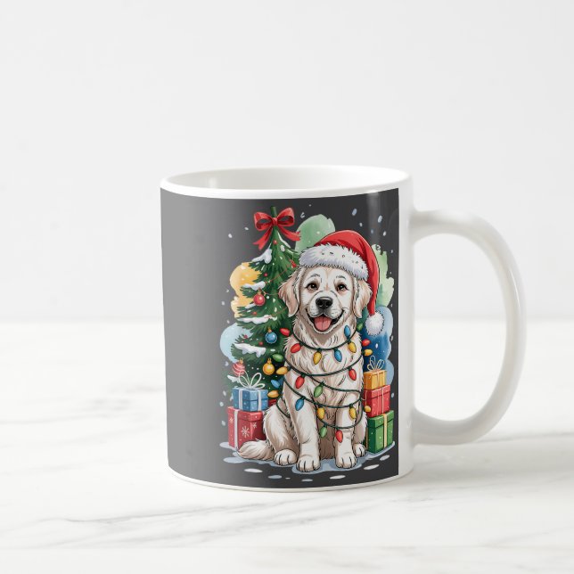 Caneca De Café White English Golden Retriever Santa Hat Christmas (Direita)