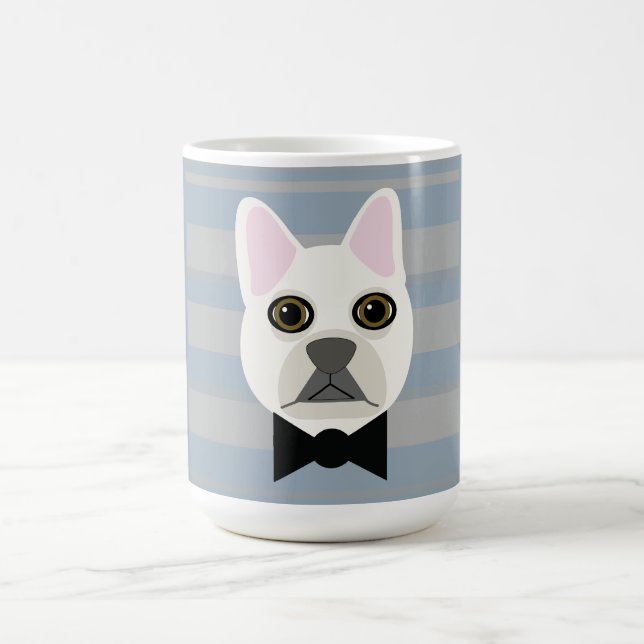 Caneca De Café White French Bulldog, Stripes (Centro)