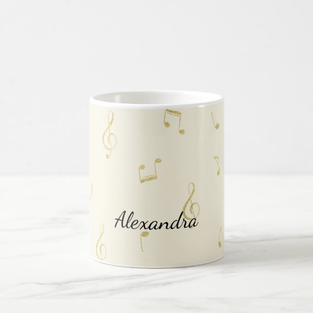 Caneca De Café White Gold Music Notes   (Centro)
