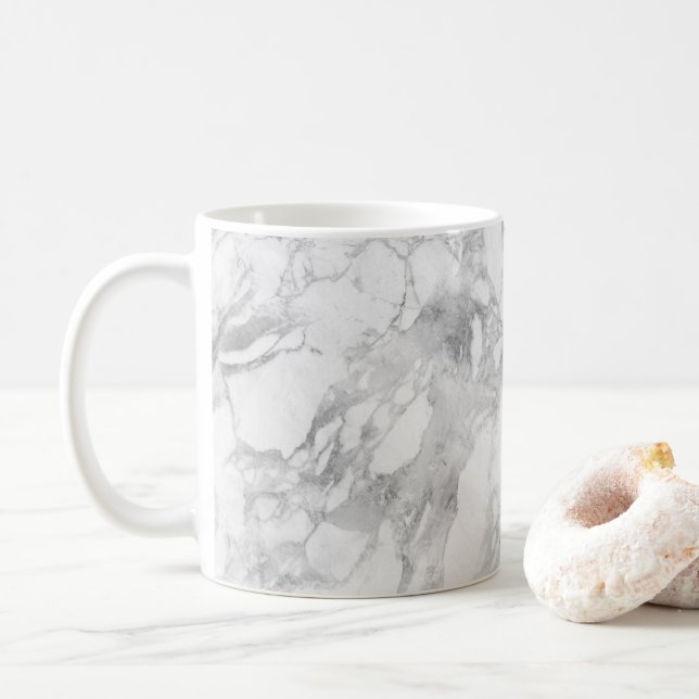 Caneca De Café White Gray Marble Classic Elegant Beauty Glitz (Com Donut)