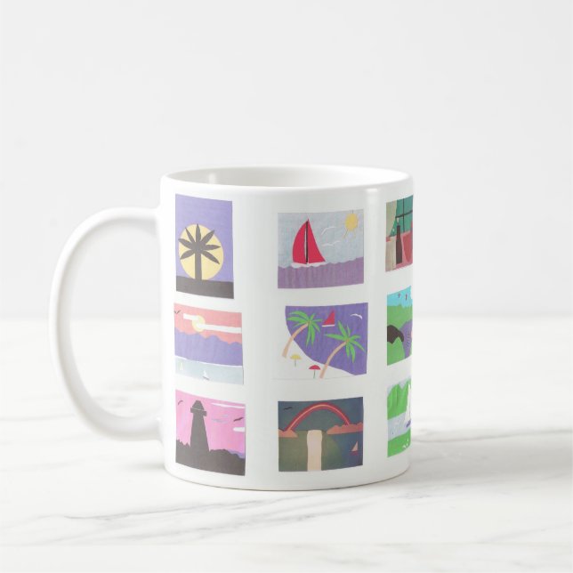 Caneca De Café White Mug com cena de praia e natureza (Esquerda)
