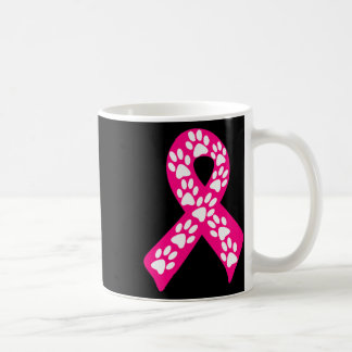 Caneca De Café White Paw imprime uma faixa rosa de conscientizaçã