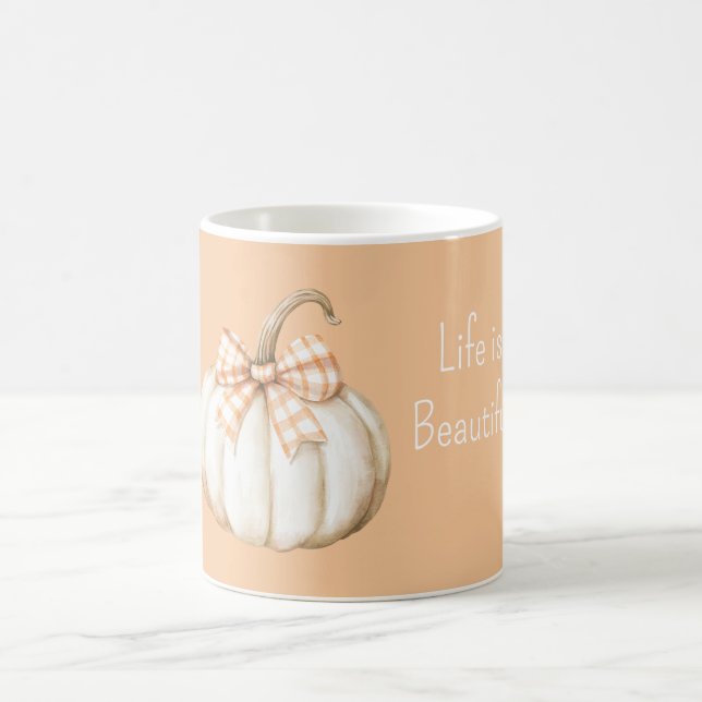 Caneca De Café White Pumpkin Peach Orange Cream Bow (Centro)