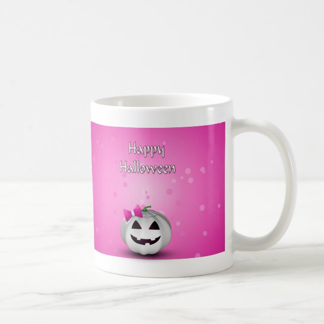 Caneca De Café White Pumpkin Pink Girly Halloween (Direita)