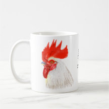 White Rooster Cockerel com seu texto personalizado
